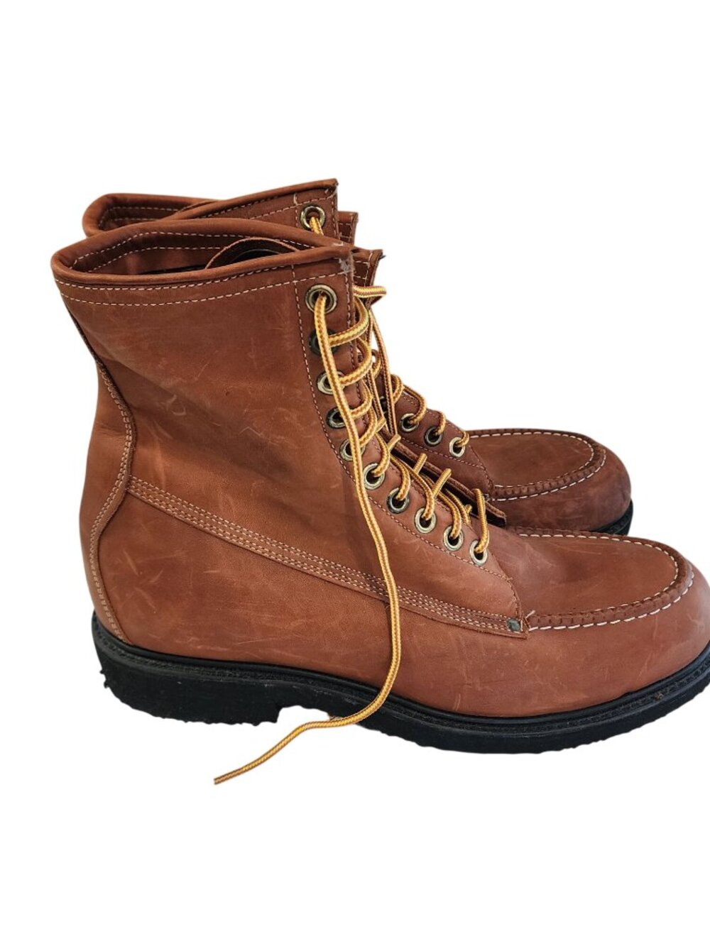 vintage Lehigh Safety Shoes brown leather moc toe work boots Mens Size 12D